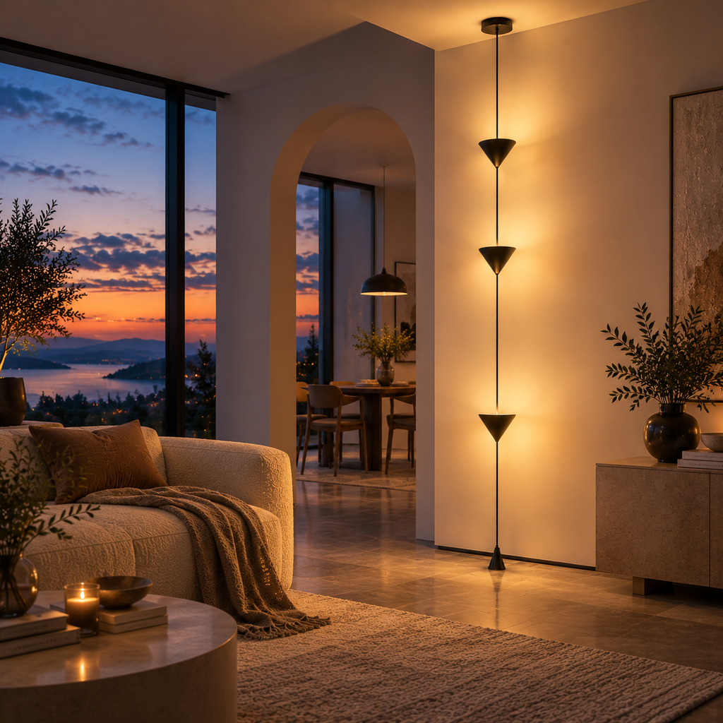 Noir Halo Sculptural Floor Lamp