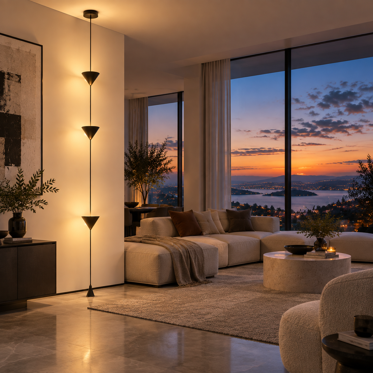 Noir Halo Sculptural Floor Lamp